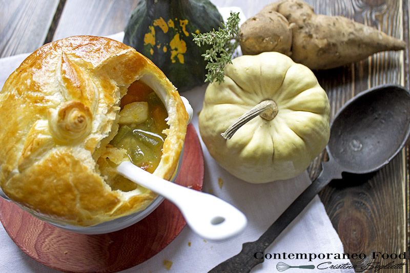 Pie vegetariana con zucca e patate dolci