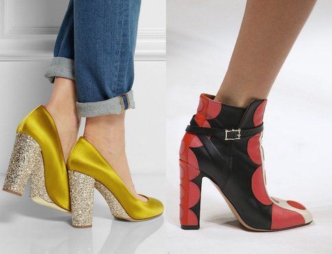 Scarpe con tacco comodo di Miu Miu e Valentino