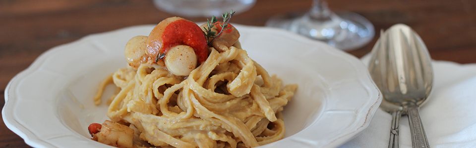 Speciale San Valentino: Linguine alla crema di ceci e cappesante al burro e limone