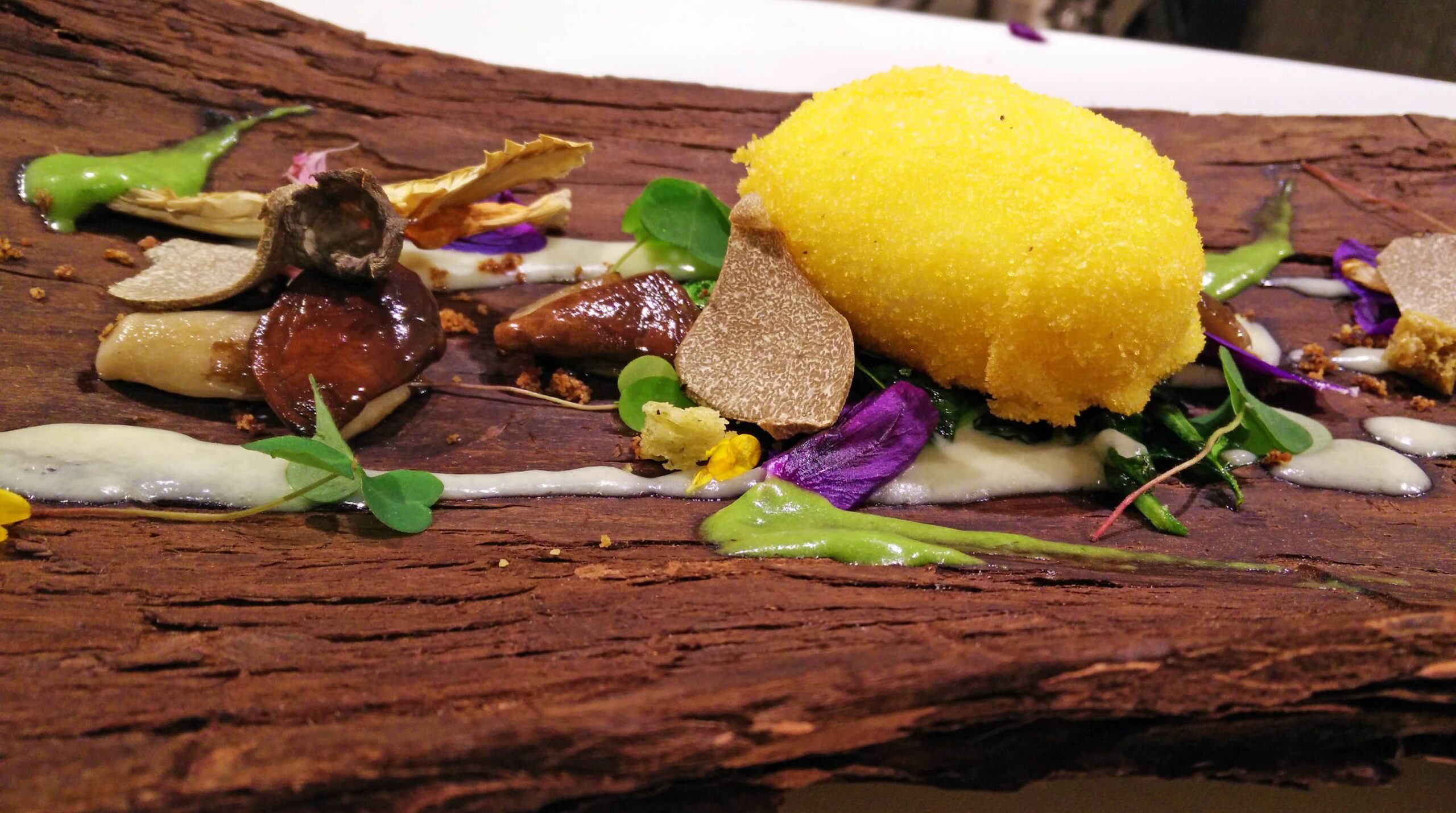 Ovetto in Crosta di Polenta con Porcini e Tartufo Trentino