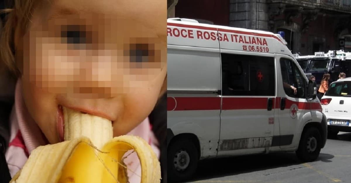 Bambina di due anni in condizioni critiche per un pezzetto di banana