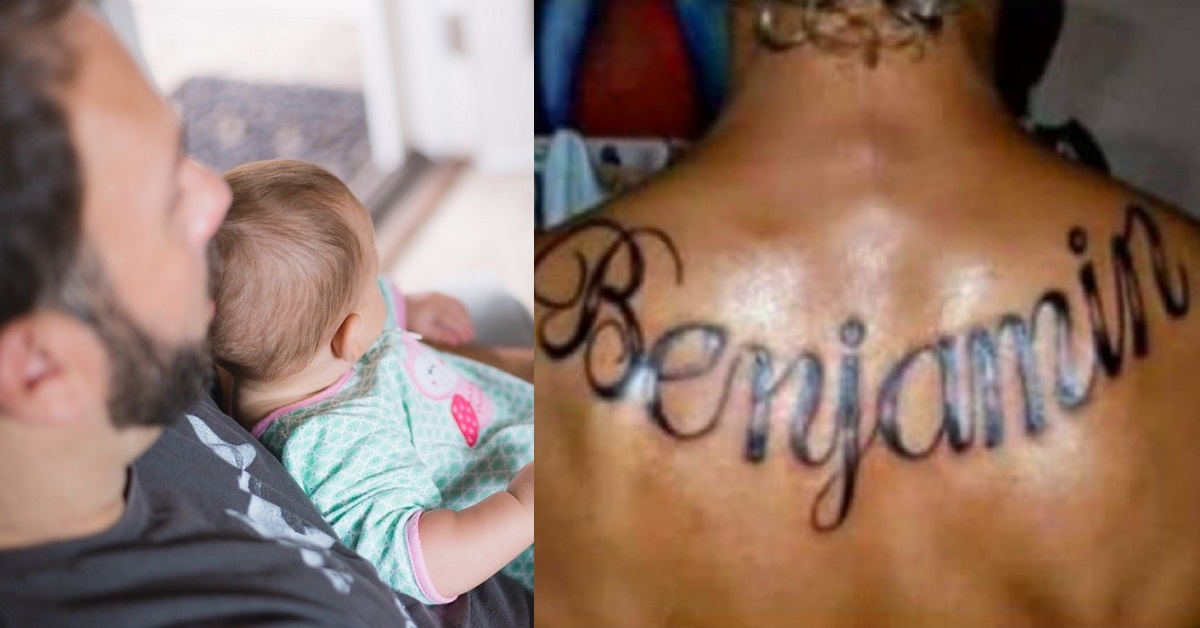 Padre si fa tatuare il nome del figlio