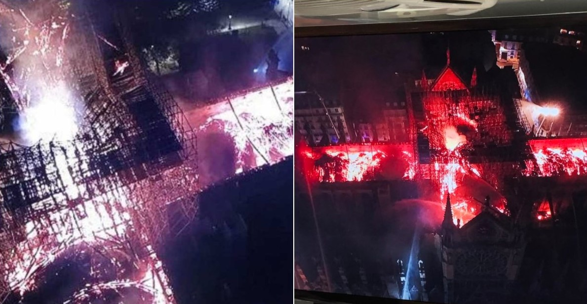 Le immagini dal drone dell’incendio di Notre Dame