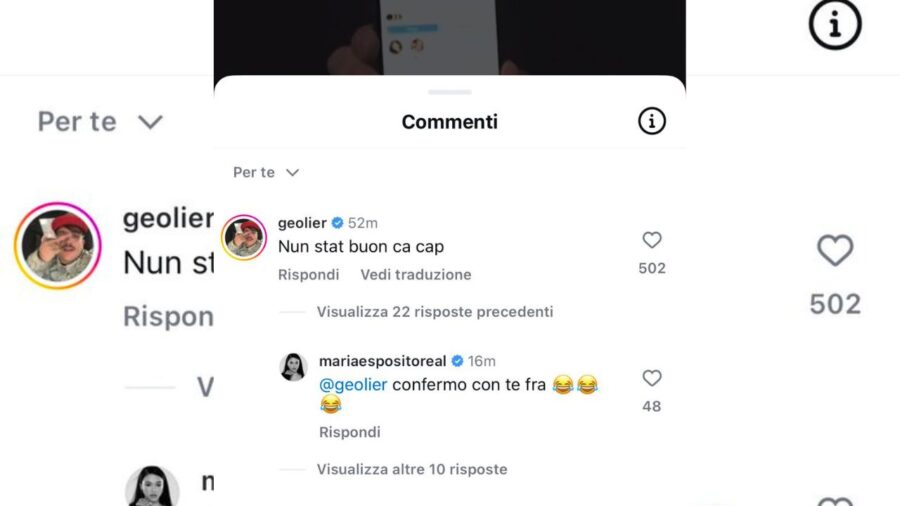 I commenti di Geolier e Maria Esposito