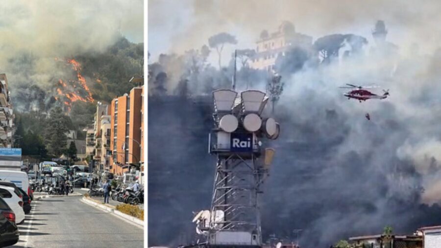 Incendio zona Monte Mario a Roma