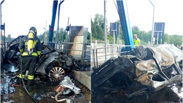 Terribile incidente al casello, 53enne muore tra le fiamme della sua auto: in corso gli accertamenti