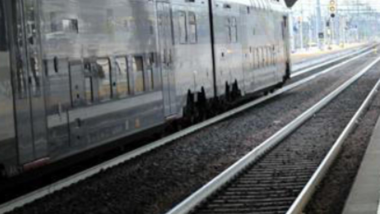 Train with minors catches fire