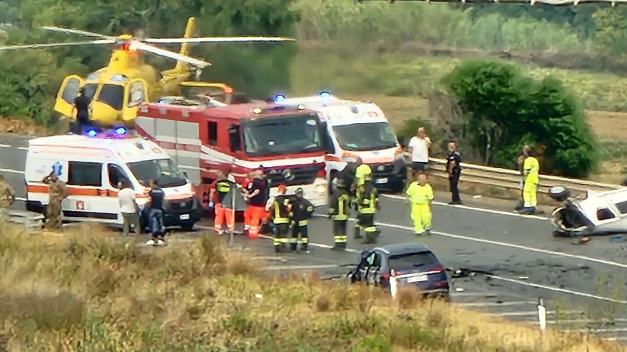 Rescuers arrive at the scene of the accident