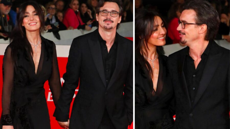 Ambra Angiolini e Damiano Micheletto sfilano insieme sul red carpet di Roma