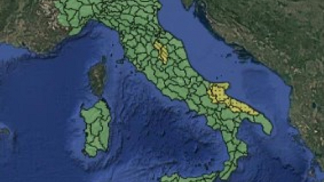 yellow weather alert in some sectors of Puglia and Umbria