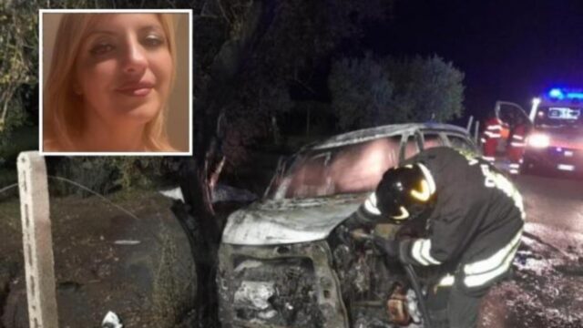 Lucia Salcone morta dopo che l’auto si è schiantata contro un albero ed ha preso fuoco: ci sono dei dubbi sulla versione raccontata dal marito